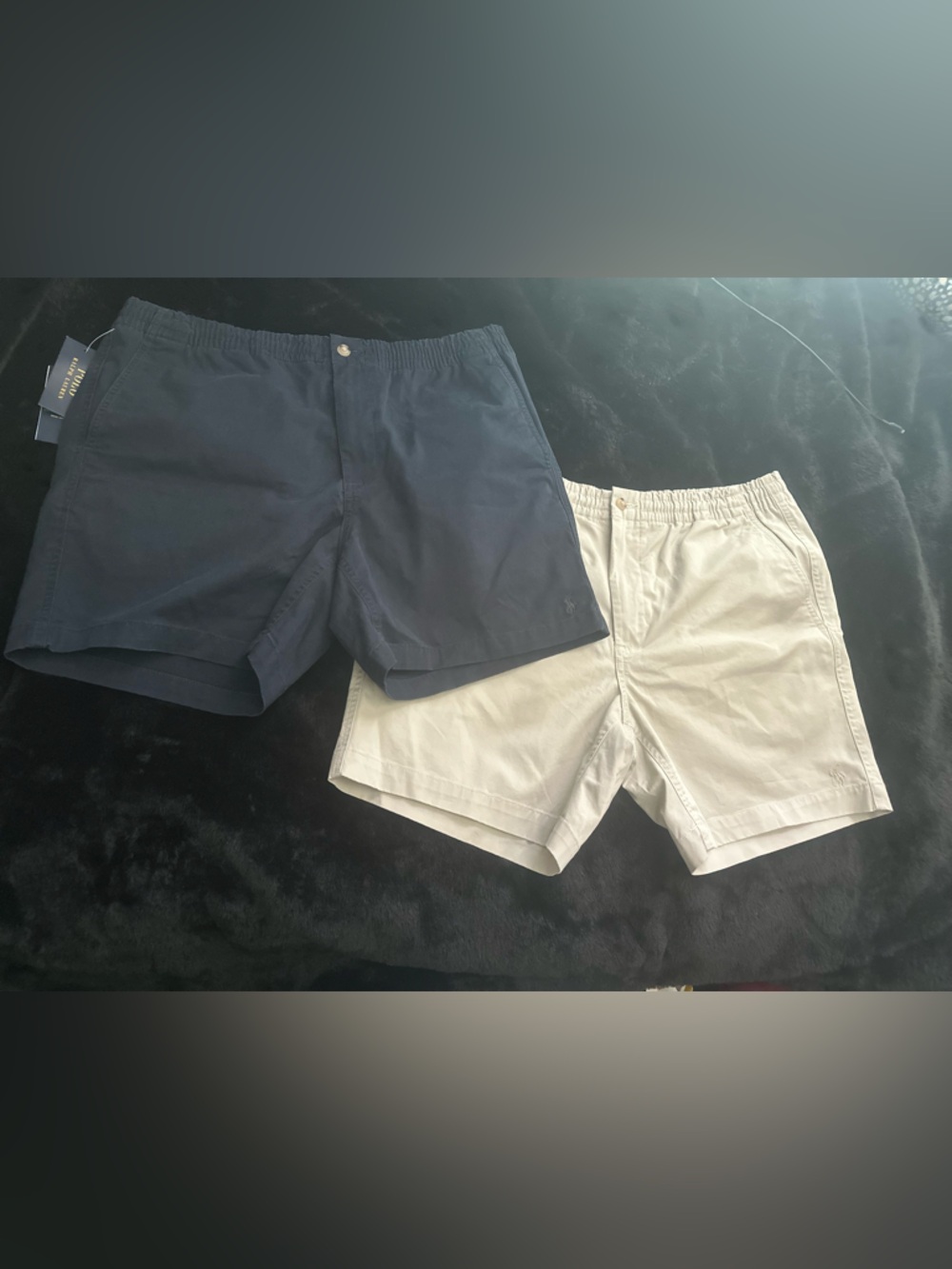 NEW 2 PAIR POLO RALPH LAUREN Stretch Cotton-Twill Shorts KHAKI/NAVY Men's LARGE